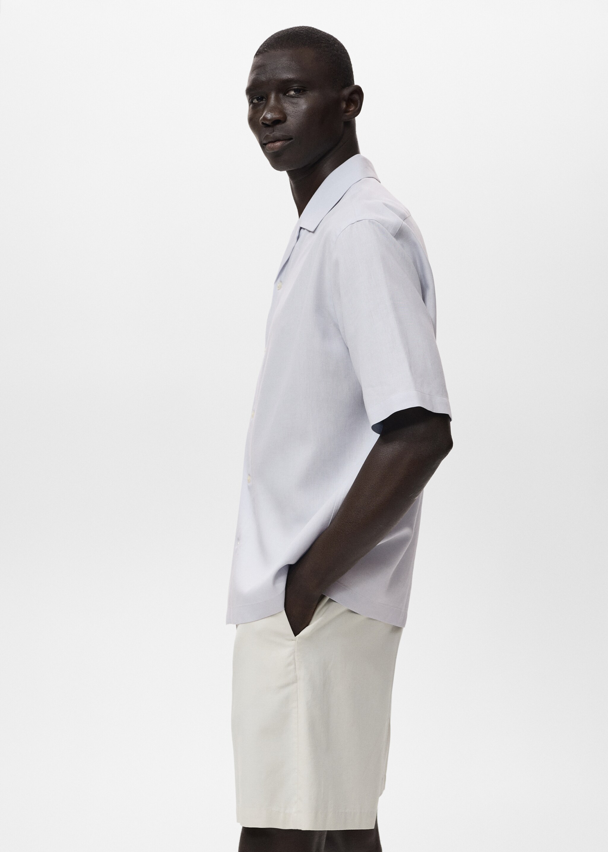 Tencel-linen bowling-collar shirt - Details of the article 2