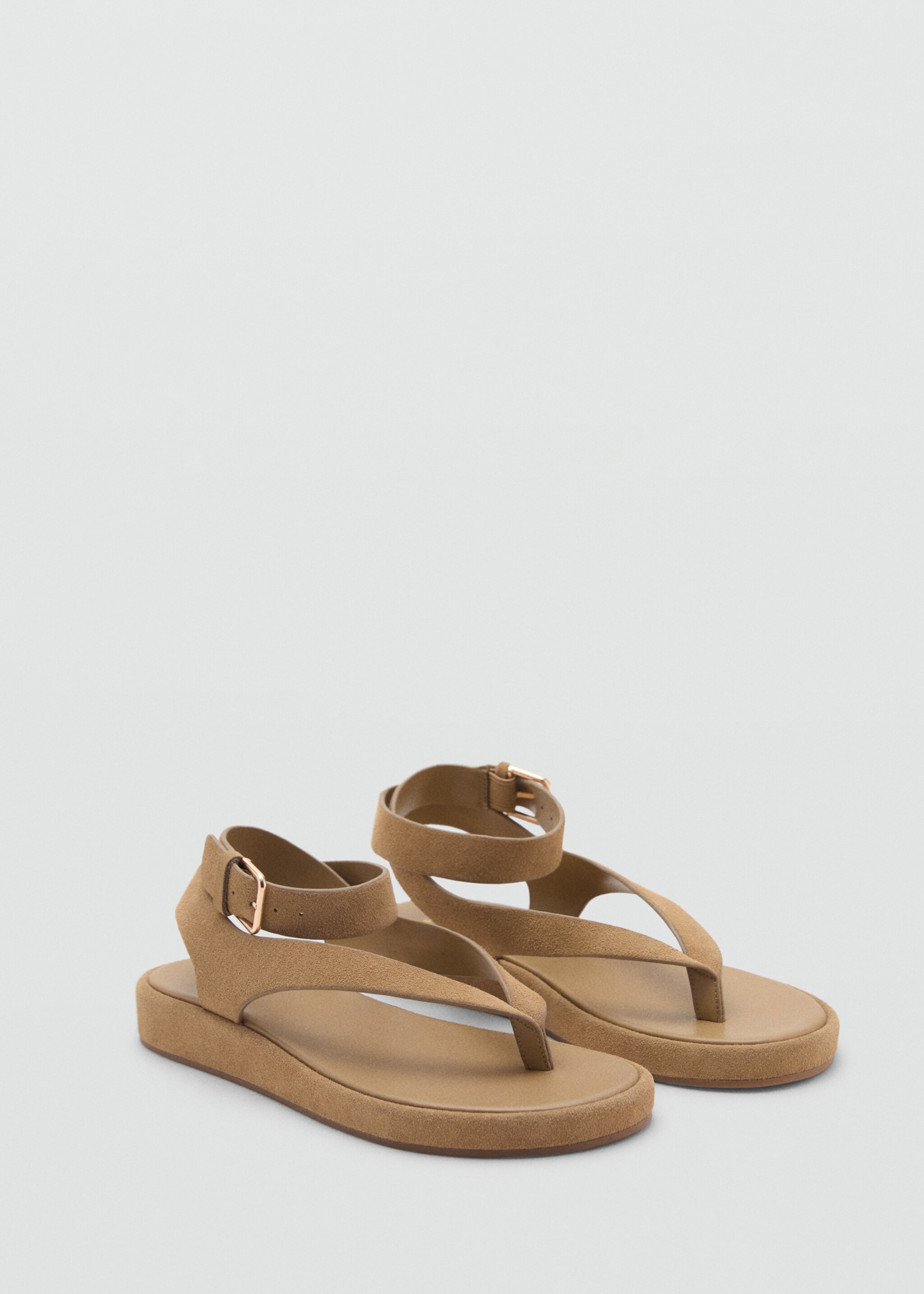 Split leather sandals with buckle - Medium plane