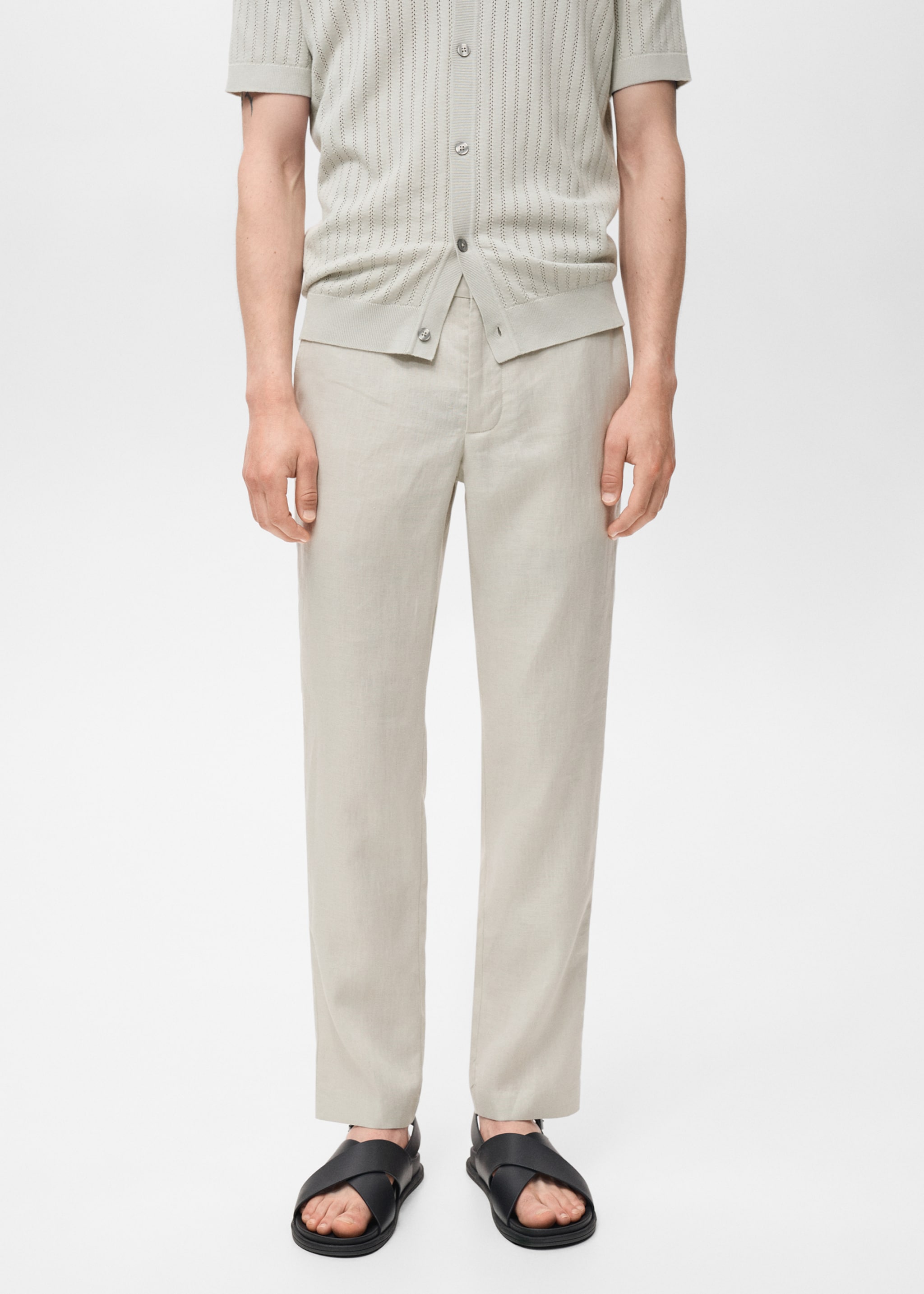 Slim-fit 100% linen pants - Medium plane
