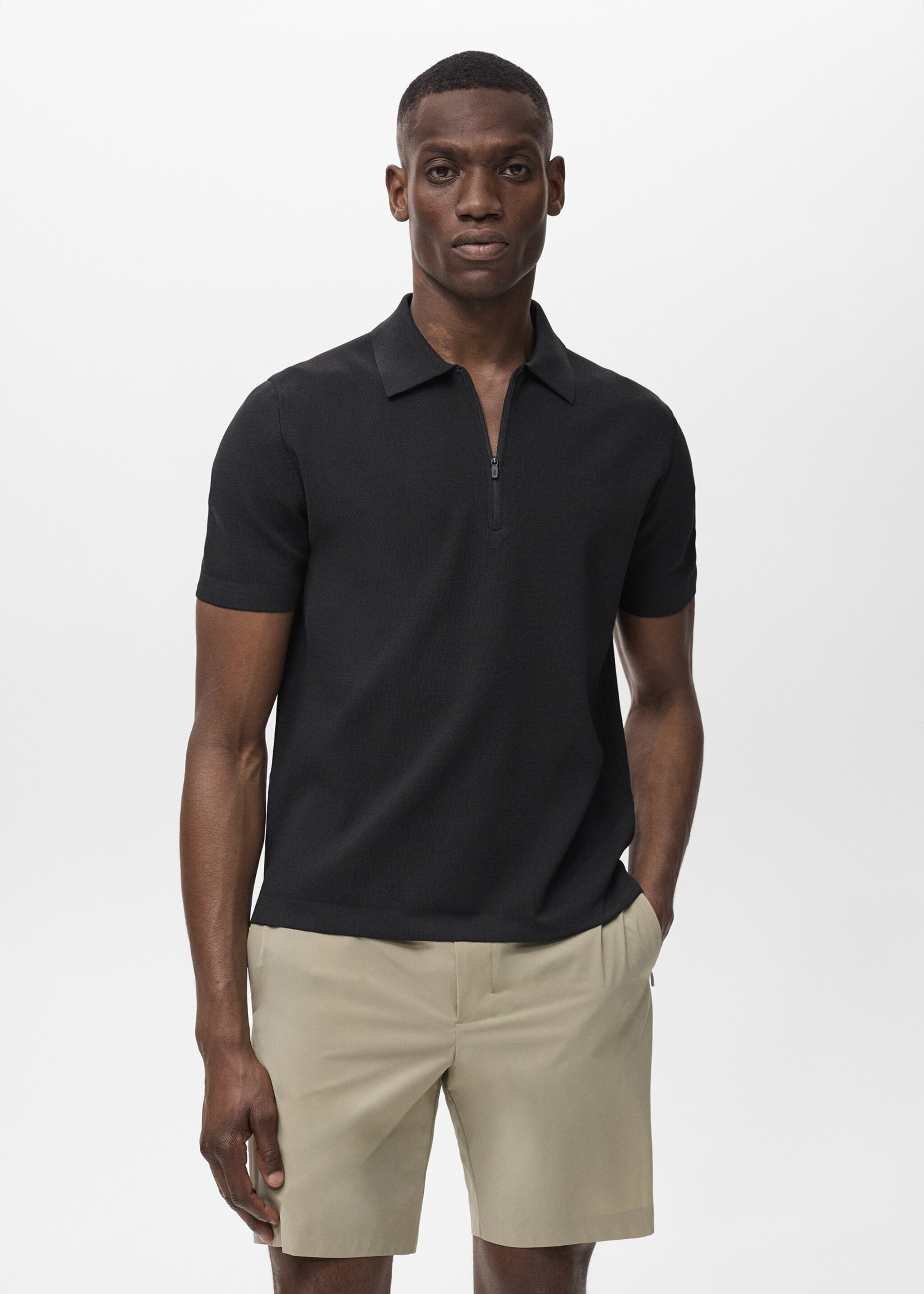 COOLMAX® fine-knit polo shirt with zipper - Medium plane