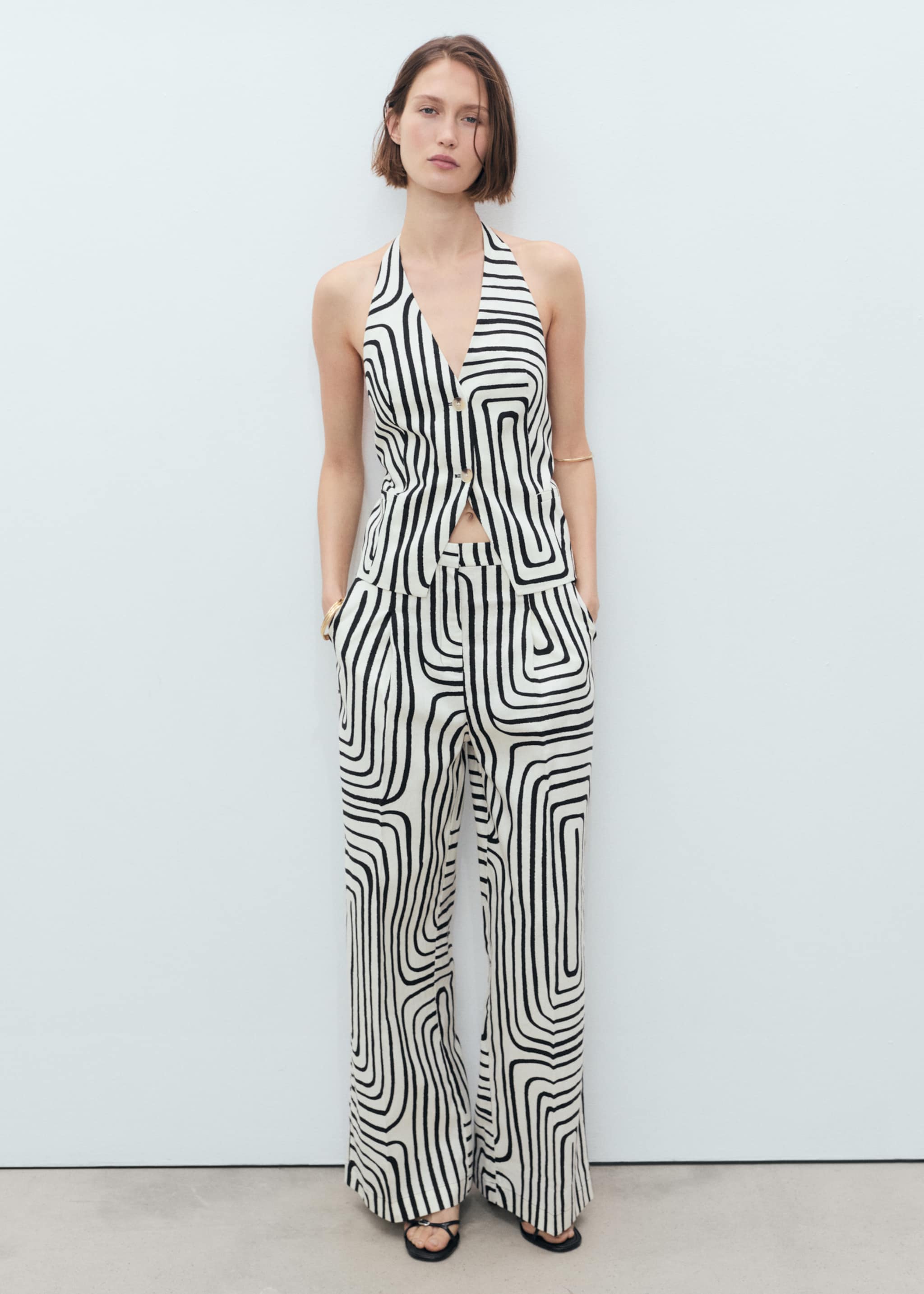 Geometric-print linen pants - General plane