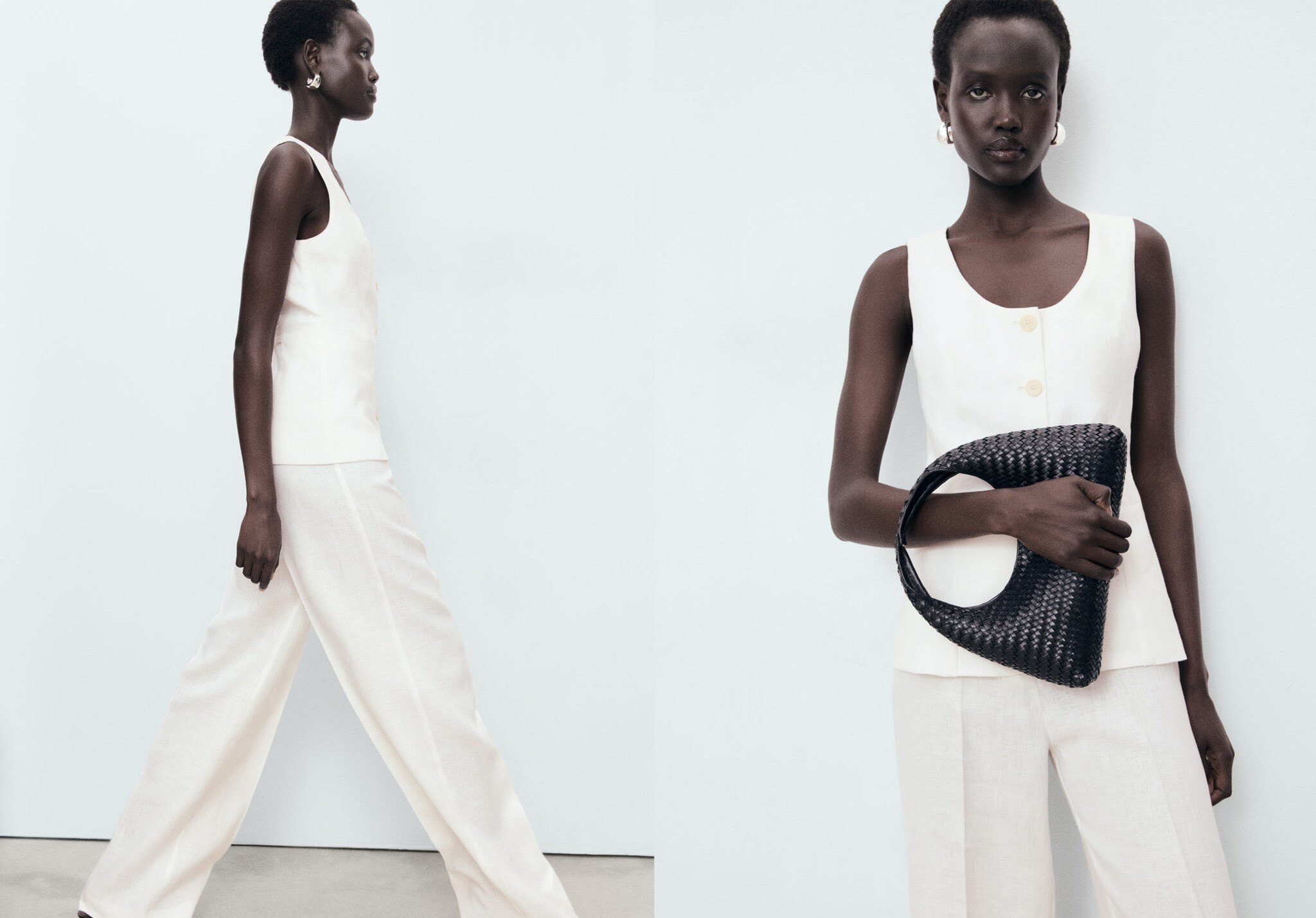 Suit-style linen jumpsuit - Panoramic plane