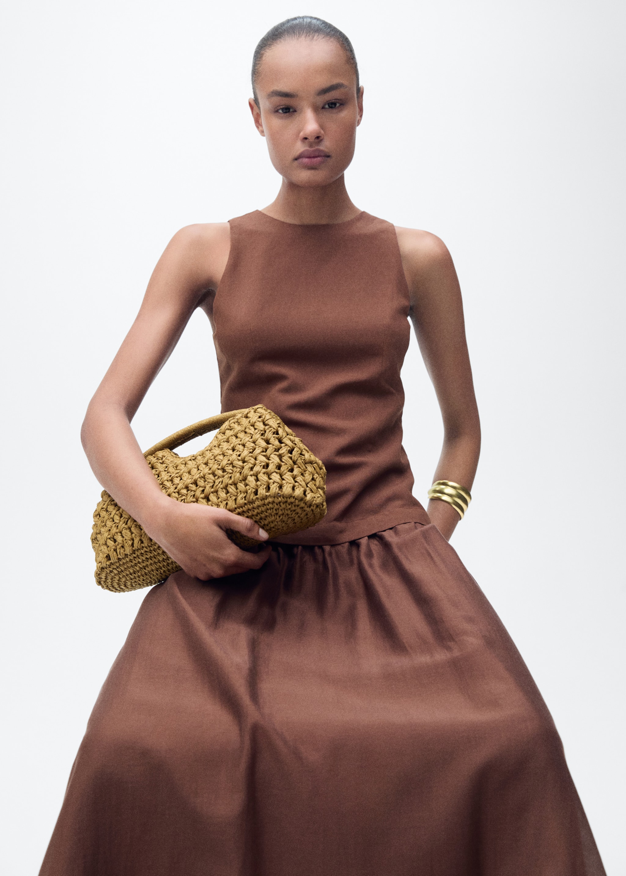 Combined fabric midi-dress - Details of the article 2