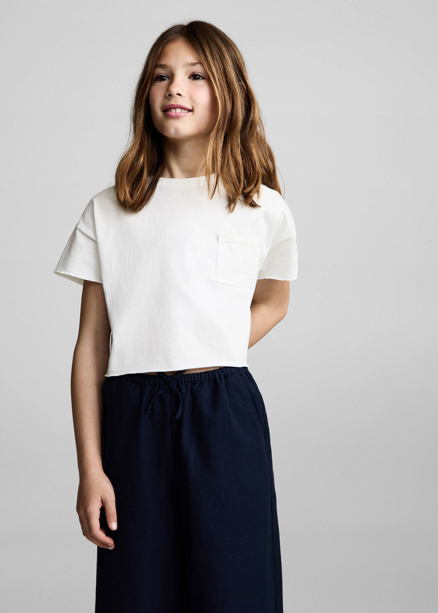 Cropped t-shirt with pocket - Medium plane