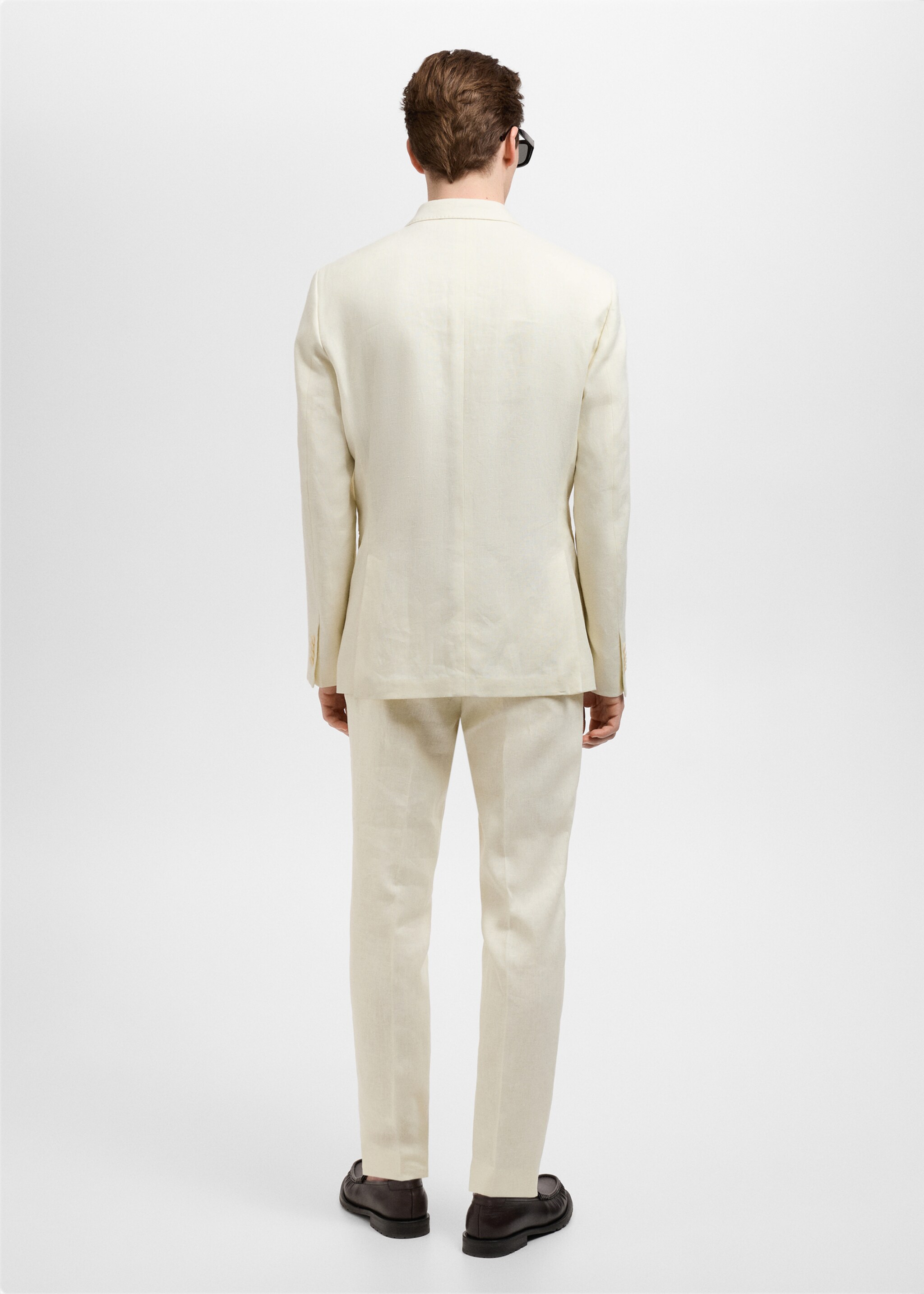 Amalfi 100% linen slim-fit double-breasted suit blazer - Reverse of the article