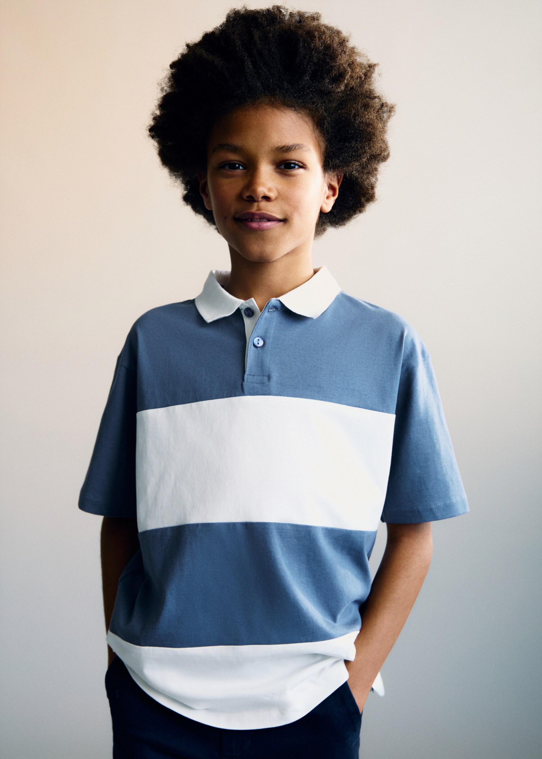 Striped cotton polo shirt - Medium plane