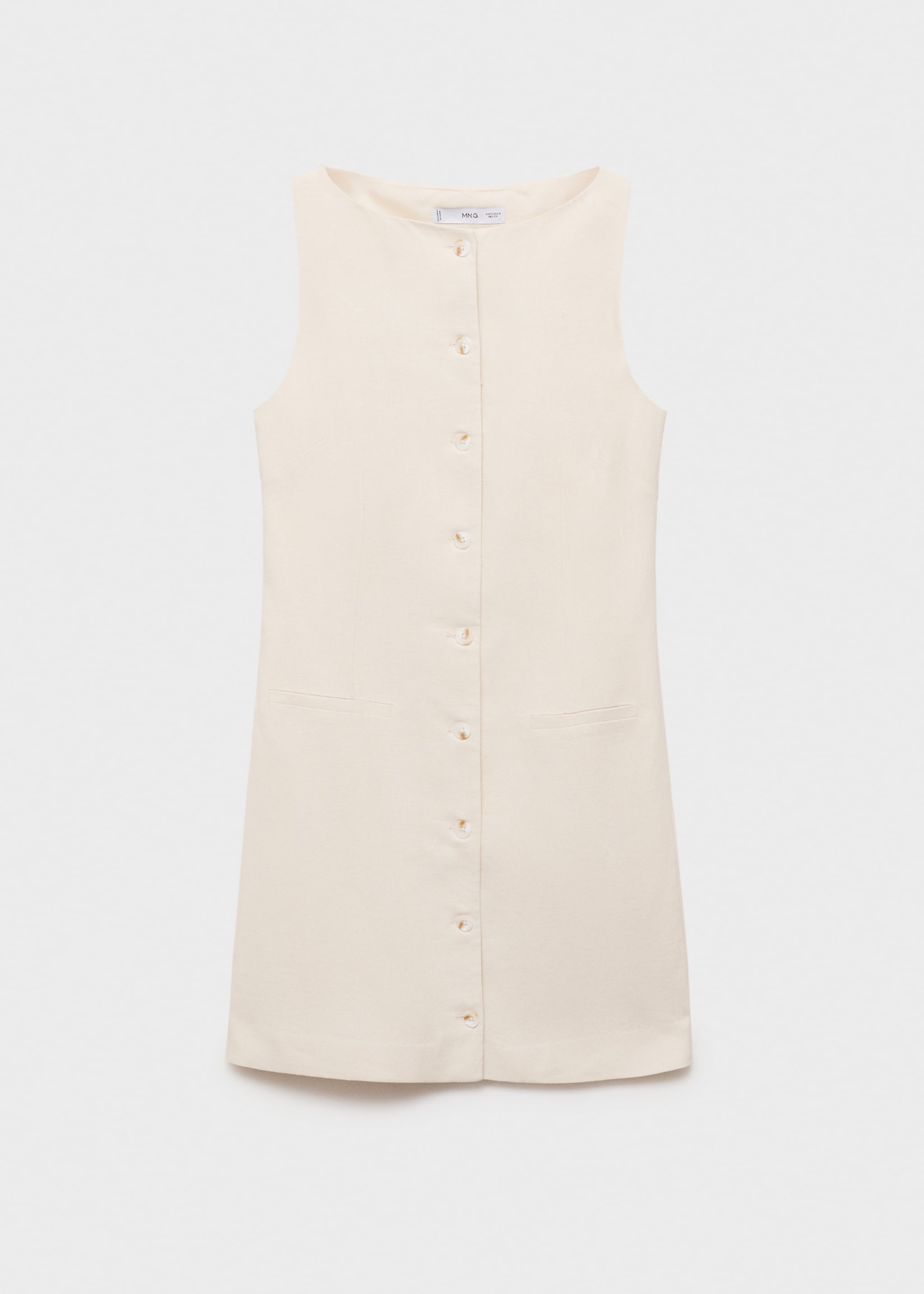 Short button-down linen-blend dress - Article without model