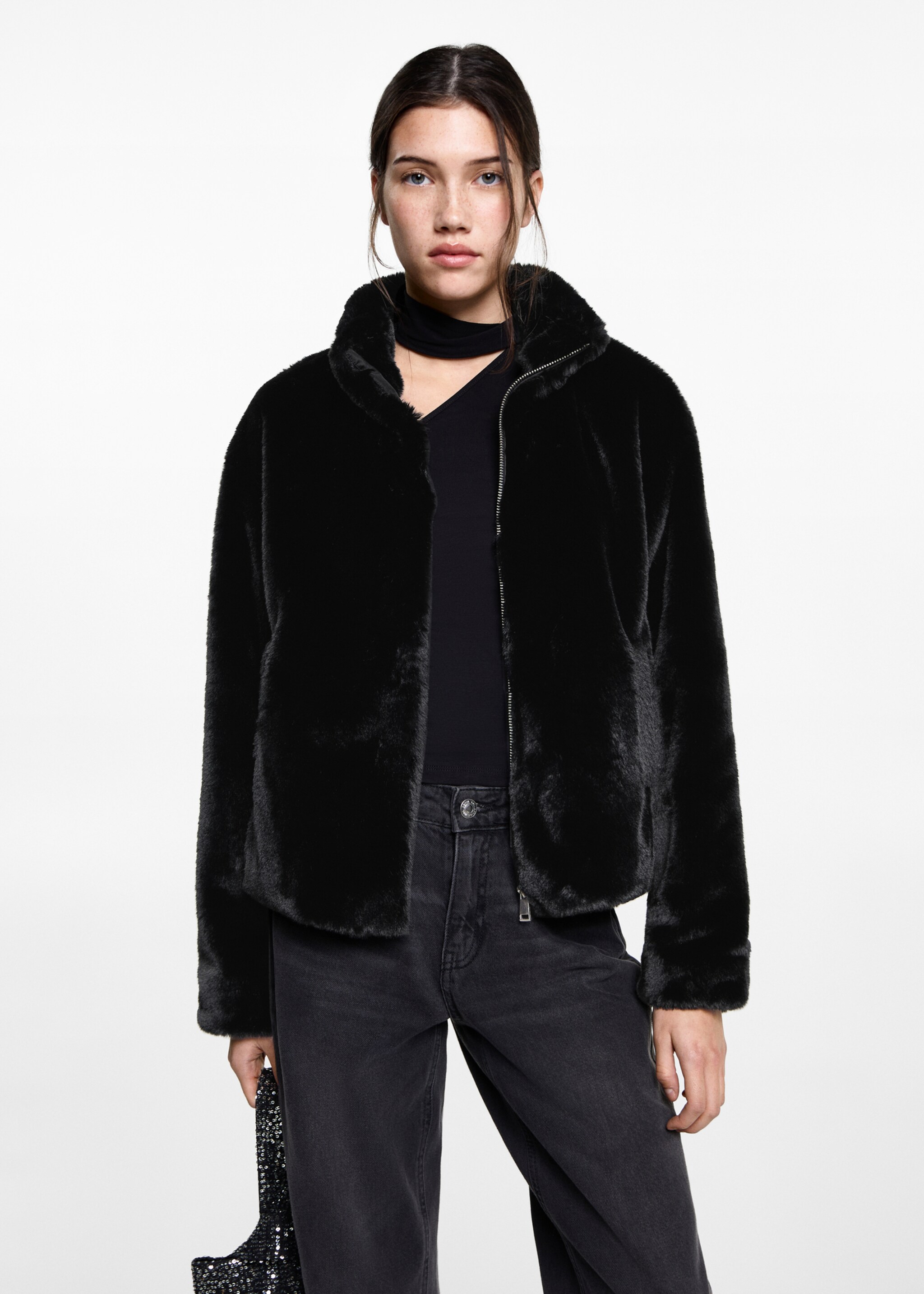 Fur zipper coat - Medium plane