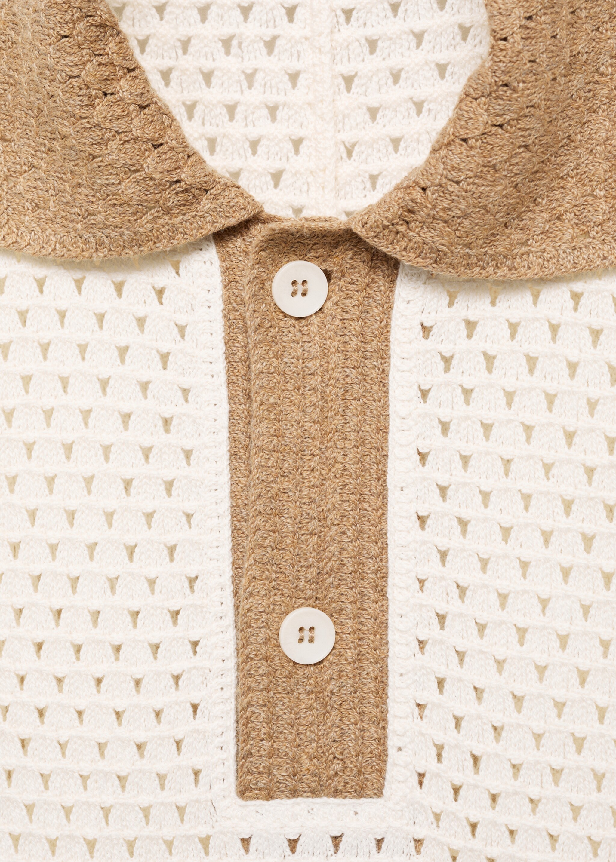Openwork knitted polo shirt with contrasting details - Details of the article 8