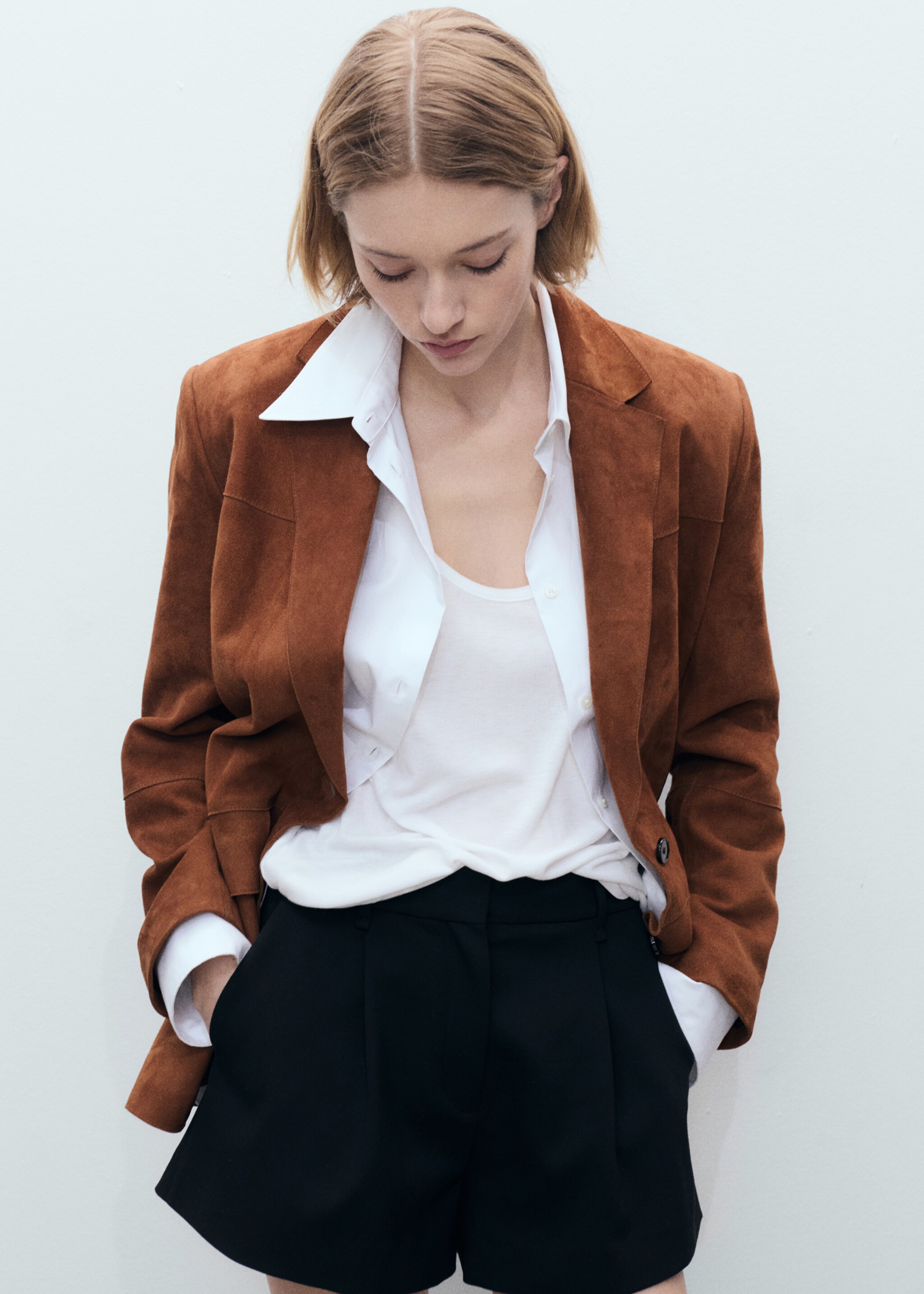 Straight suede blazer - Medium plane