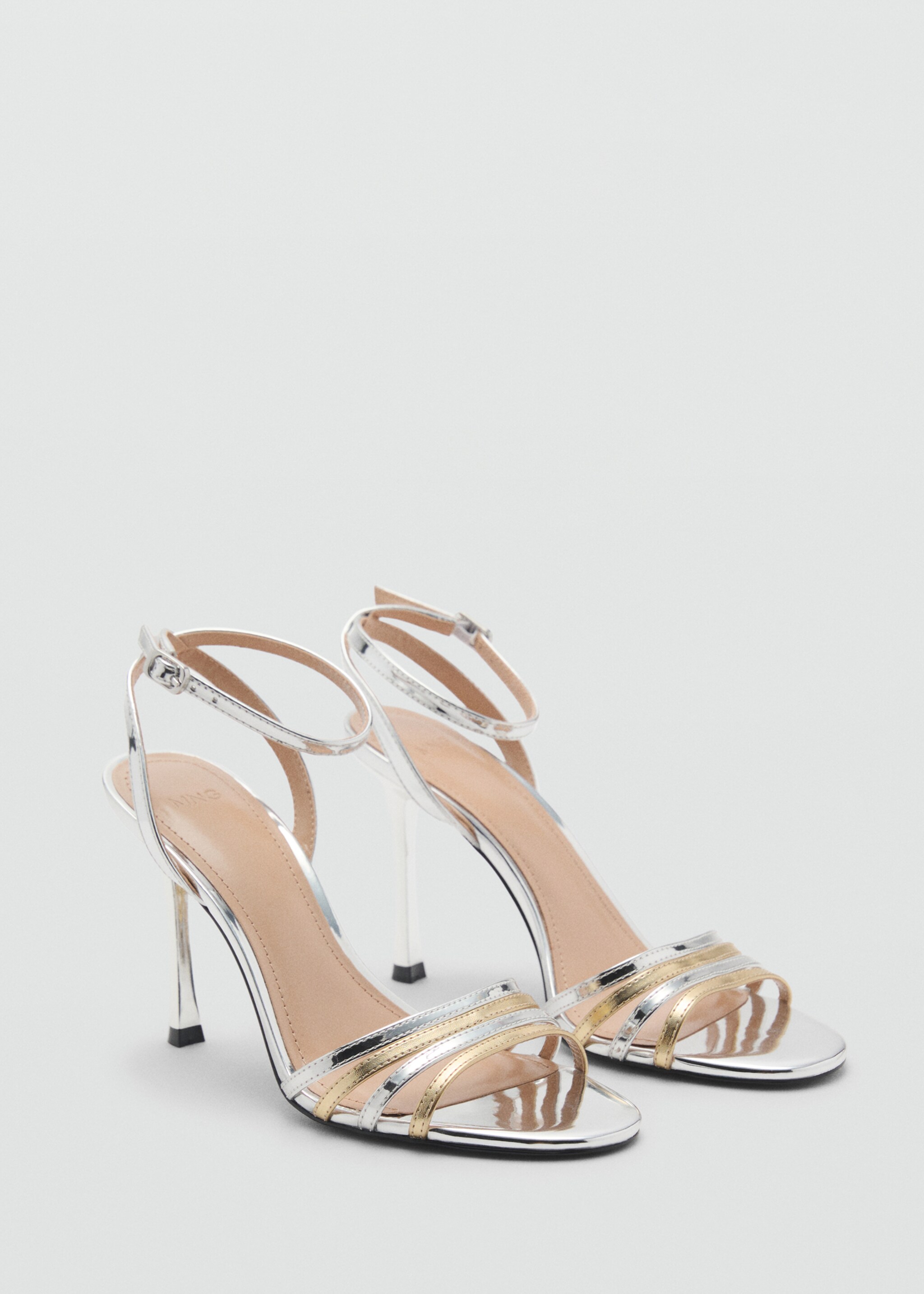 Combined-strap heeled sandals - Medium plane