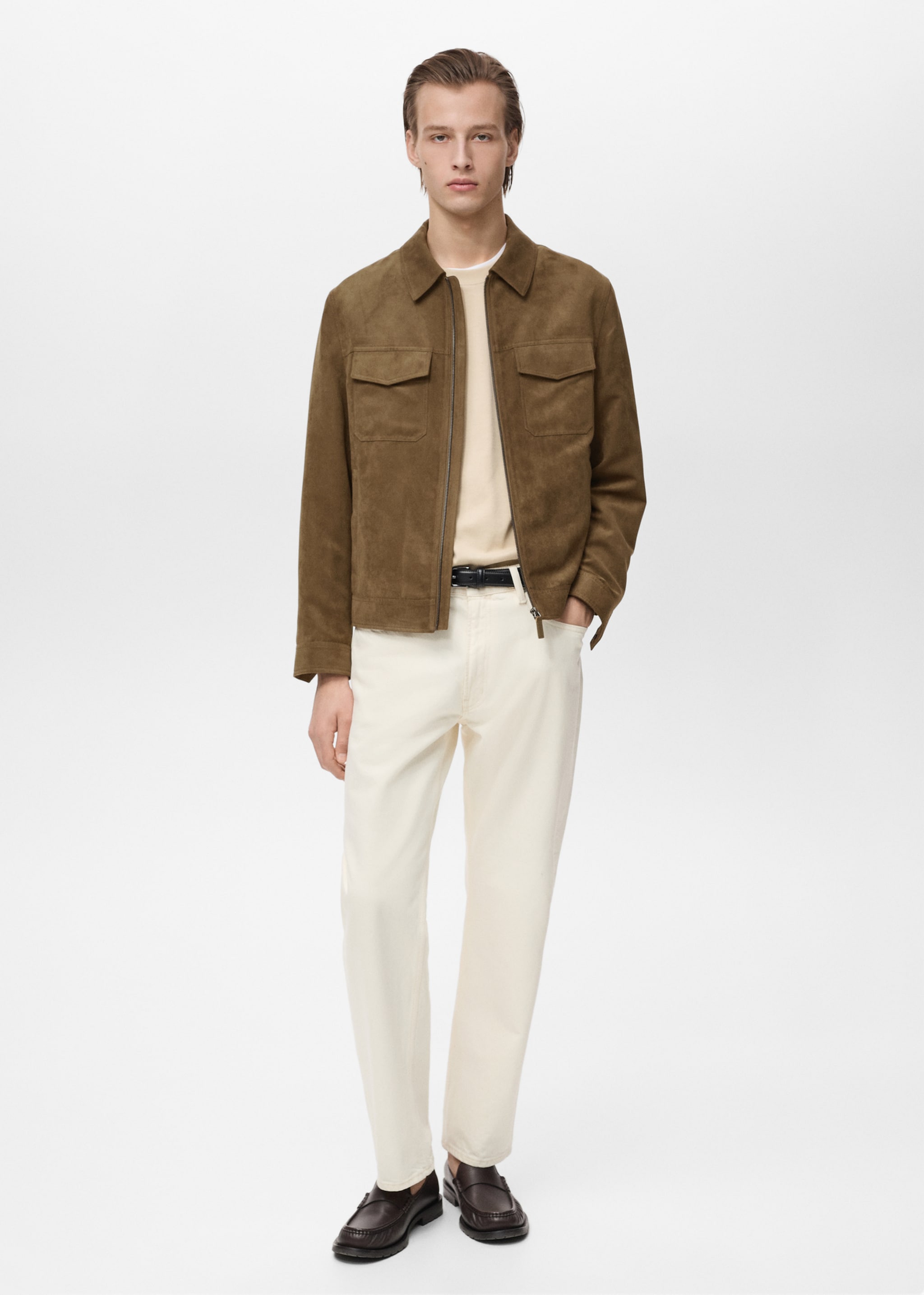 Suede-effect jacket with zip - General plane