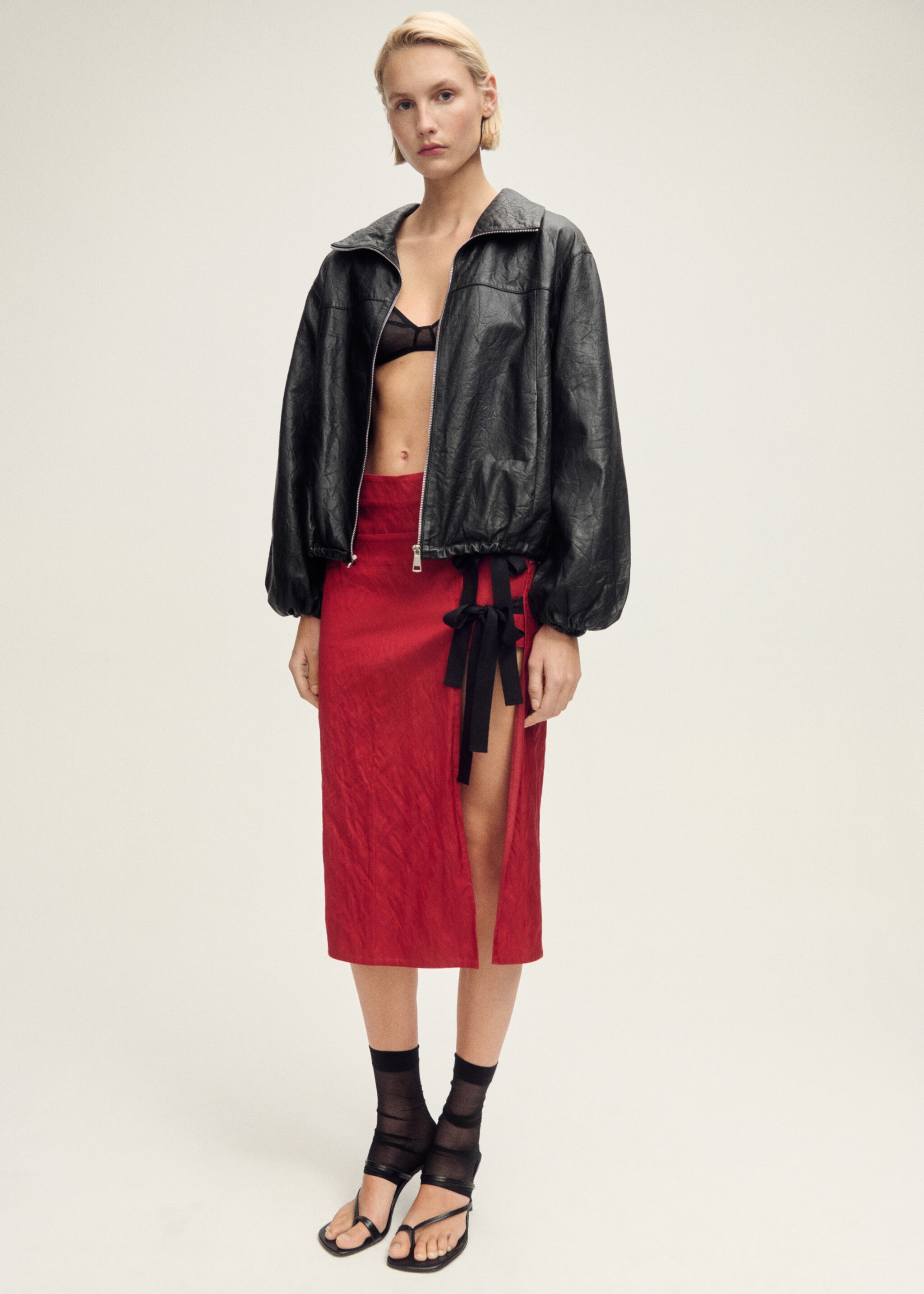 Oversized leather jacket - General plane