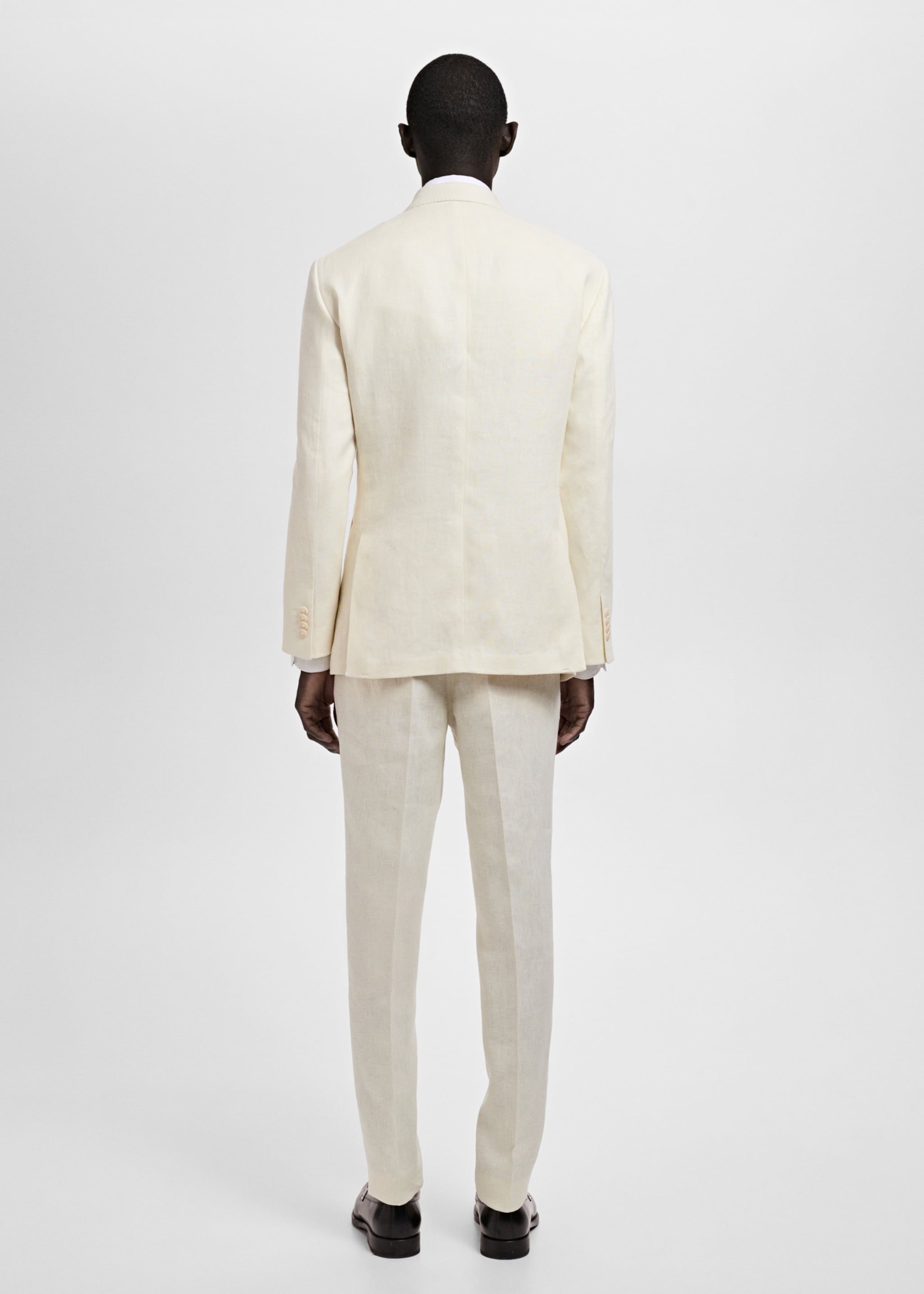 Amalfi 100% linen slim-fit double-breasted suit blazer - Reverse of the article