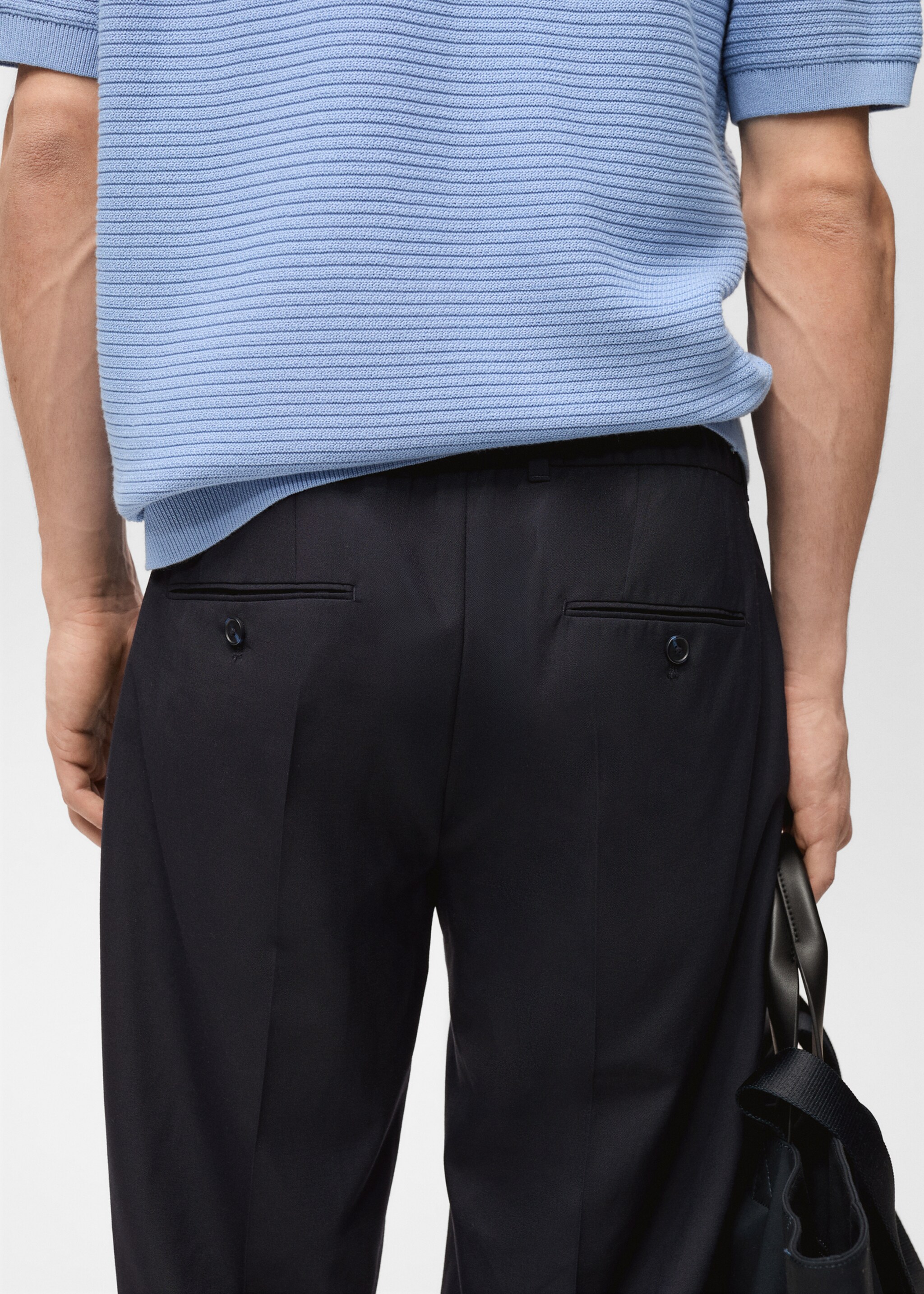 Slim-fit pleated cool wool pants - Details of the article 3